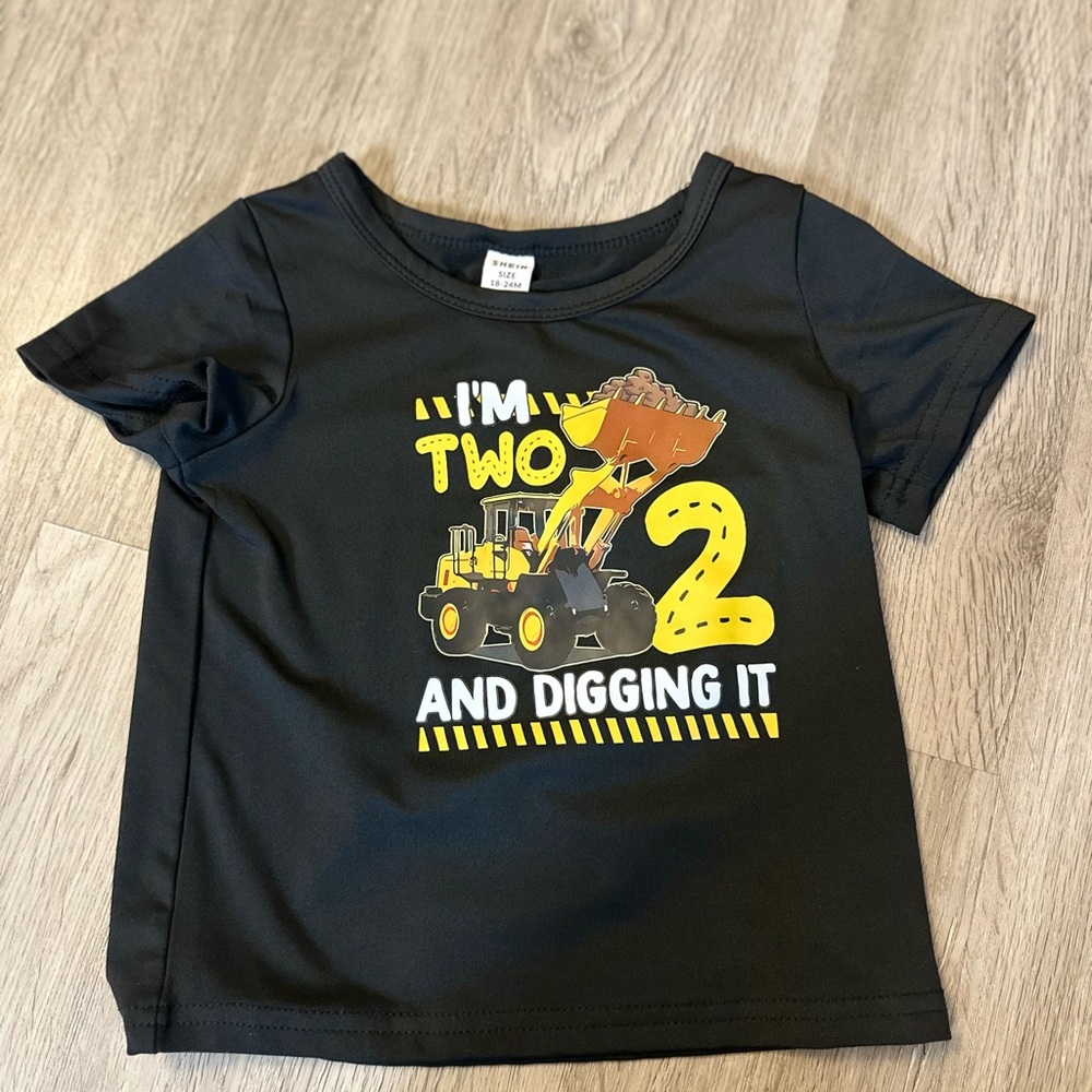 SHEIN Black and Yellow Construction T-Shirt